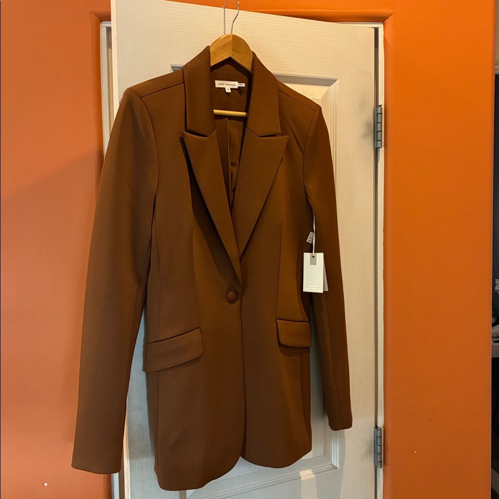 Good American Fitted Scuba Blazer Womens Size 1 Small Old Money Quiet Luxury